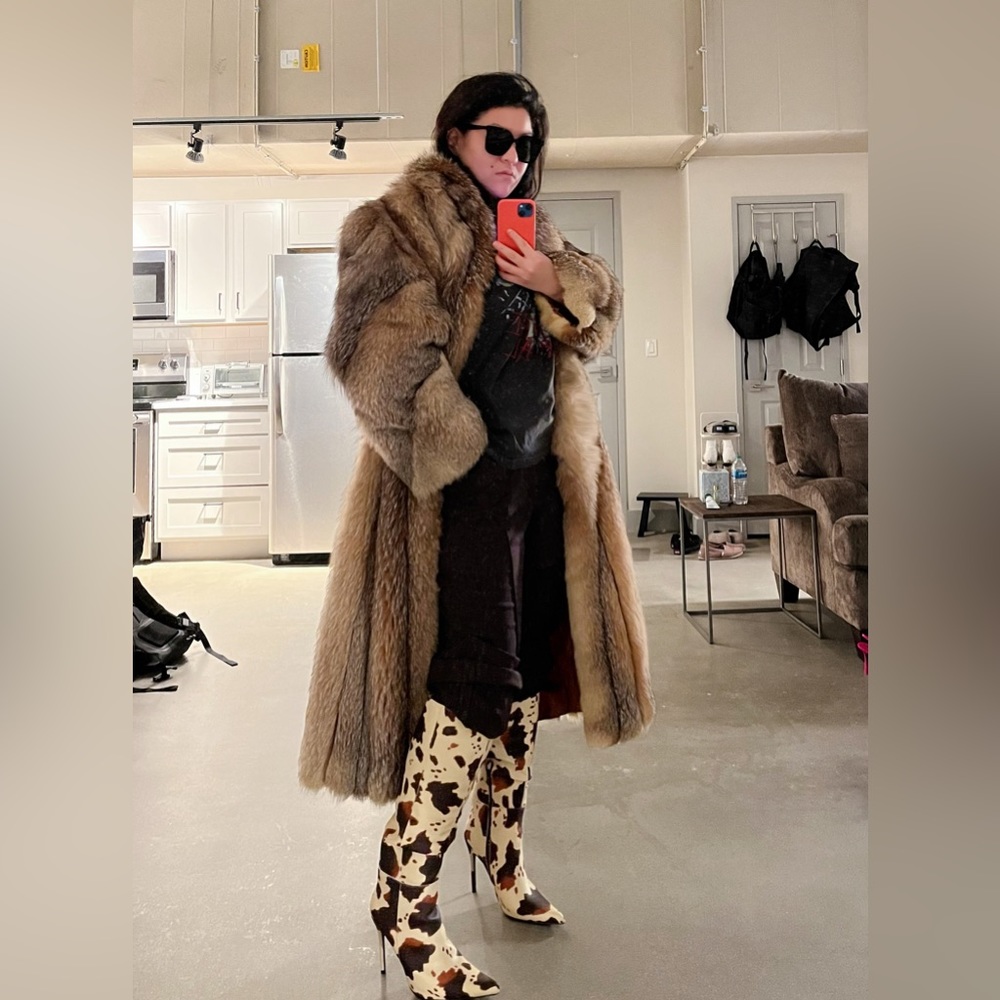 Iconic Rare Kim Kardashian Fav Genuine Mink Handmade Maxi Long Fur Coat Size XL